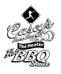 CASEY'S HOME RUN THE HEATER HOT BBQ SAUCE logo