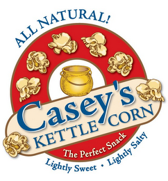 CASEY'S KETTLE CORN THE PERFECT SNACK ALL NATURAL LIGHTLY SWEET · LIGHTLY SALTY logo