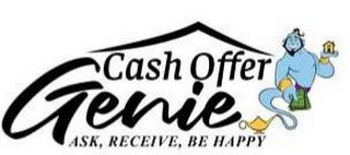CASH OFFER GENIE ASK, RECEIVE, BE HAPPY logo