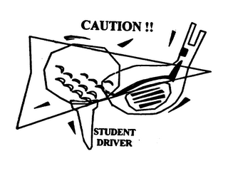 CAUTION!! STUDENT DRIVER logo