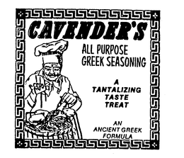 CAVENDER'S ALL PURPOSE GREEK SEASONING A TANTALIZING TASTE TREAT AN ANCIENT GREEK FORMULA logo