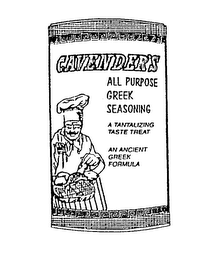 CAVENDER'S ALL PURPOSE GREEK SEASONING A TANTALIZING TASTE TREAT AN ANCIENT GREEK FORMULA logo