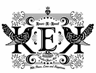 CB KNOT-E-KNUF KEK FEATHER YOUR NEST WITH PEACE, LOVE AND HAPPINESS logo