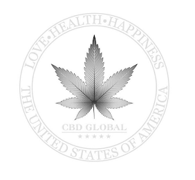 CBD GLOBAL LOVE · HEALTH · HAPPINESS THE UNITED STATES OF AMERICA logo