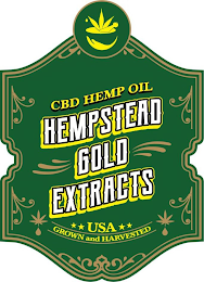 CBD HEMP OIL HEMPSTEAD GOLD EXTRACTS USA GROWN AND HARVESTED logo