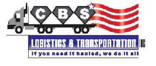 CBS LOGISTICS & TRANSPORTATION INC IF YOU NEED IT HAULED, WE DO IT ALL logo