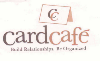 CC CARD CAFÉ BUILD RELATIONSHIPS. BE ORGANIZED logo
