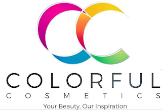CC COLORFUL COSMETICS YOUR BEAUTY. OUR INSPIRATION logo