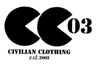 CC03 CIVILIAN CLOTHING EST 2003 logo