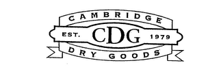 CDG CAMBRIDGE EST. 1979 DRY GOODS logo