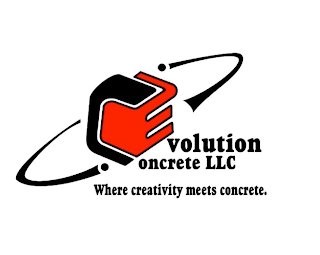 CE EVOLUTION CONCRETE LLC WHERE CREATIVITY MEETS CONCRETE. logo