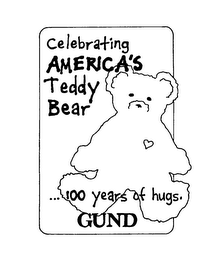 CELEBRATING AMERICA'S TEDDY BEAR ...100 YEARS OF HUGS. GUND logo