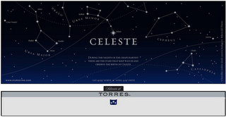 CELESTE DURING THE NIGHTS OF THE GRAPE HARVEST THESE ARE THE STARS THAT KEEP WATCH AND OBSERVE THE BIRTH OF CELESTE CANES VENATICI PHAKHD MIZAR MERAC DOUBHÉ KOKHAB POLARIS CHEDIR LACERTA URSA MAJOR DRACO URSA MINOR CEPHEUS CASSIOPEIA WWW.CLUBTORRES.COM LAT. 41, 54° NORTE LONG. 4, 14° OESTE ESTRELLAS VISIBLES DESDE NUESTRA BODEGA EN RIBERA DEL DUERO SELECCIÓN DE TORRES SL logo
