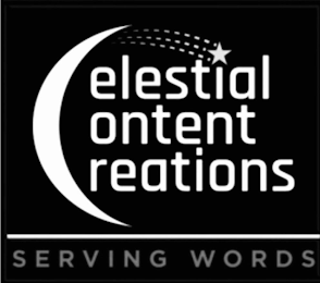 CELESTIAL CONTENT CREATIONS SERVING WORDS logo