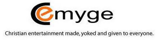CEMYGE CHRISTIAN ENTERTAINMENT MADE, YOKED AND GIVEN TO EVERYONE. logo