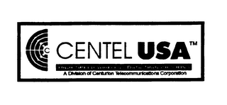 CENTEL USA HIGH SPEED WIRELESS DATA TRANSMISSIONS A DIVISION OF CENTURION TELECOMMUNICATIONS CORPORATION logo