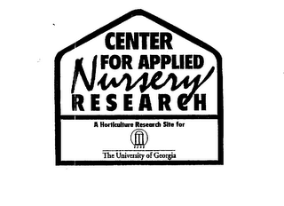 CENTER FOR APPLIED NURSERY RESEARCH A HORTICULTURE RESEARCH SITE FOR 1785 THE UNIVERSITY OF GEORGIA logo