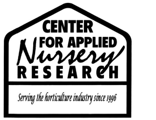 CENTER FOR APPLIED NURSERY RESEARCH SERVING THE HORTICULTURE INDUSTRY SINCE 1996 logo