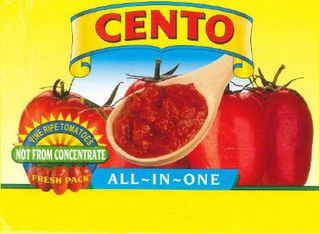 CENTO VINE RIPE TOMATOES NOT FROM CONCENTRATE FRESH PACK ALL-IN-ONE logo