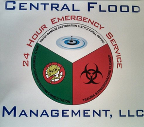 CENTRAL FLOOD MANAGEMENT, LLC 24 HOUR EMERGENCY SERVICE WATER DAMAGE RESTORATION & STRUCTURAL DRYING TRAUMA SCENE/BIOHAZARD CLEANUP MOLD REMEDIATION/INSPECTION/CONSULTATION logo