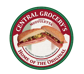 CENTRAL GROCERY'S FAMOUS MUFFULETTA HOME OF THE ORIGINAL NEW ORLEANS, LOUISIANA FRENCH QUARTER WWW.CENTRALGROCERY.COM logo
