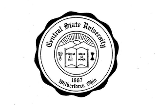 CENTRAL STATE UNIVERSITY 1887 WILBERFORCE, OHIO VERITAS ET LUX RECTA ET HONOR logo
