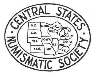 CENTRAL STATES NUMISMATIC SOCIETY IL IN IA KS KY MI MN MO NE ND SD OH WI logo