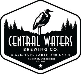 CENTRAL WATERS BREWING CO. ALE, SUN, EARTH AND SKY AMHERST, WISCONSIN EST. 1998 logo