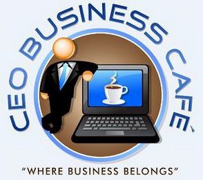 CEO BUSINESS CAFÉ "WHERE BUSINESS BELONGS" logo