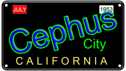 CEPHUS CITY CALIFORNIA JULY 1953 logo