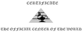CERTIFICATE THE OFFICIAL CENTER OF THE WORLD logo
