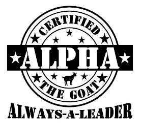 CERTIFIED ALPHA THE GOAT ALWAYS-A-LEADER logo