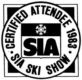 CERTIFIED ATTENDEE 1983 SIA SKI SHOW logo