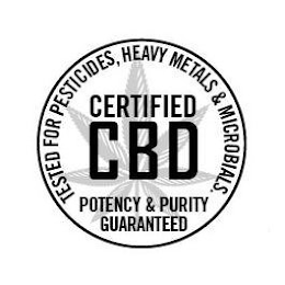 CERTIFIED CBD POTENCY & PURITY GUARANTEED TESTED FOR PESTICIDES, HEAVY METALS & MICROBIALS logo