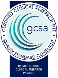 CERTIFIED CLINICAL RESEARCH SITE GCSA QUALITY STANDARD COMPLIANT TRUSTED GLOBAL CLINICAL RESEARCH PARTNER logo