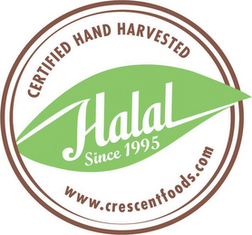 CERTIFIED HAND HARVESTED HALAL SINCE 1995 WWW.CRESCENTFOODS.COM logo