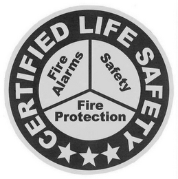 CERTIFIED LIFE SAFETY FIRE ALARMS SAFETY FIRE PROTECTION logo