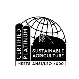 CERTIFIED PLATINUM SUSTAINABLE AGRICULTURE MEETS ANSI/LEO-4000 logo