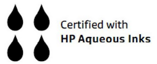 CERTIFIED WITH HP AQUEOUS INKS logo