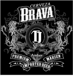 CERVEZA BRAVA 100% MALTA TJ MARZEN STYLE AMBER PREMIUM MARZN IMPORTED BEER logo