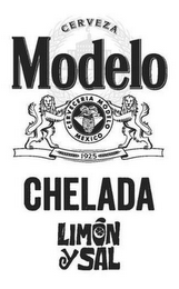 CERVEZA MODELO CERVECERIA MODELO MEXICO1925 CHELADA LIMON Y SAL logo