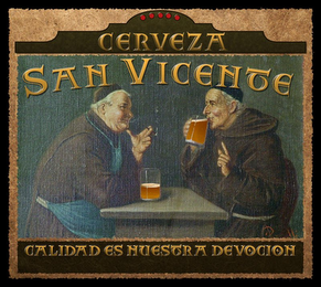 CERVEZA SAN VICENTE CALIDAD ES NUESTRA DEVOCION logo