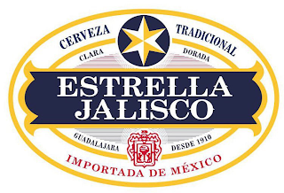 CERVEZA TRADICIONAL CLARA DORADA ESTRELLA JALISCO GUADALAJARA DESDE 1910 IMPORATADA DE MEXICO logo