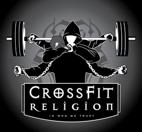 CF CROSSFIT RELIGION IN WOD WE TRUST logo