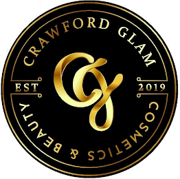 CG CRAWFORD GLAM COSMETICS & BEAUTY EST 2019 logo