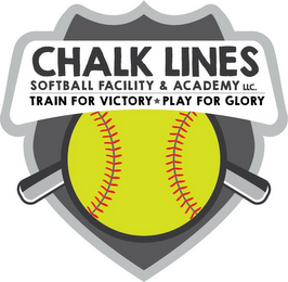 CHALK LINES SOFTBALL FACILITY & ACADEMYLLC. TRAIN FOR VICTORY PLAY FOR GLORY logo