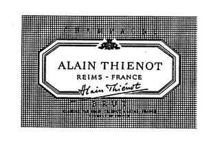 CHAMPAGNE ALAIN THIENOT REIMS-FRANCE BRUT ELABORE PAR ALAIN THEINOT A REIMS FRANCE PRODUCTS OF FRANCE logo