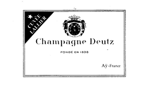 CHAMPAGNE DEUTZ CUVEE LALLIER FONDE EN 1838 AY-FRANCE GOLD LACK logo