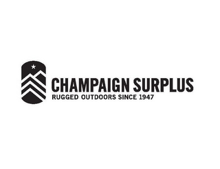 CHAMPAIGN SURPLUS RUGGED OUTDOORS SINCE 1947 logo