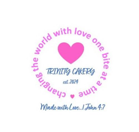 CHANGING THE WORLD WITH LOVE ONE BITE AT A TIME TRINITY CAKERY EST. 2024 MADE WITH LOVE... 1 JOHN 4:7 logo